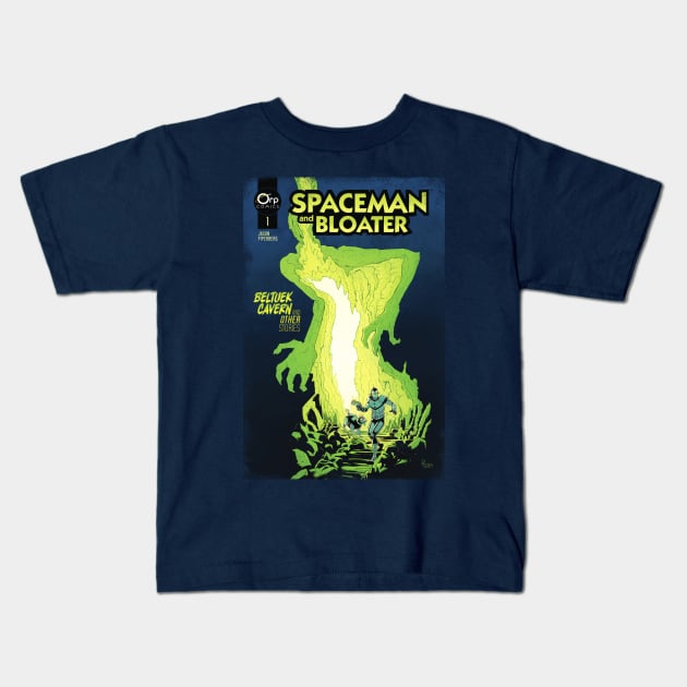SPACEMAN AND BLOATER: Distressed Comic Cover Kids T-Shirt by JasonPiperberg